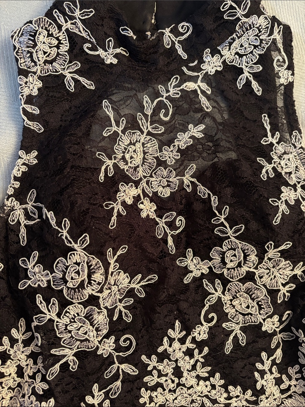 As U Wish Black Two-Piece Prom Dress with White Lace - Picture 4 of 5